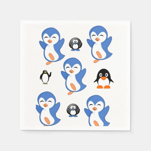 Süße Pinguin-Papier Servietten (Vorderseite)