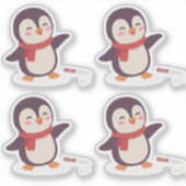 Süße Pinguin Valentinstag Vinyl Aufkleber (4er Pac (Vorderseite)