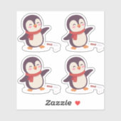 Süße Pinguin Valentinstag Vinyl Aufkleber (4er Pac (Blatt)