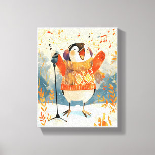 Süße Pinguin-Weihnachts-Tier-Kinderzimmer-Kunst-Le Leinwanddruck