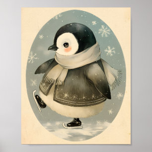 Süße Pinguin-Winter-Wasserfarben-Nursery-Kunst Poster