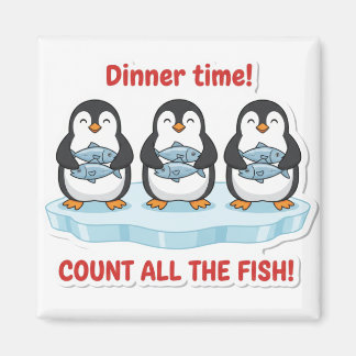Süße Pinguine Abendessen Zeit Fische zählen Mathe- Magnet