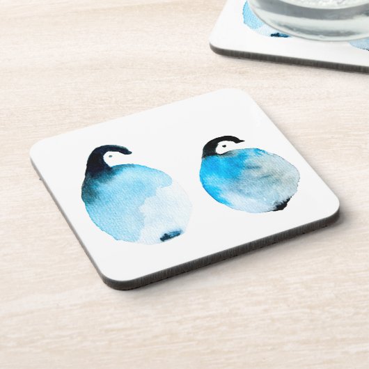 Süße Pinguine Aquarell Getränkeuntersetzer (Linke Seite)