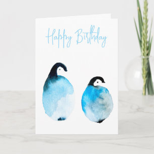 Süße Pinguine Aquarell Karte