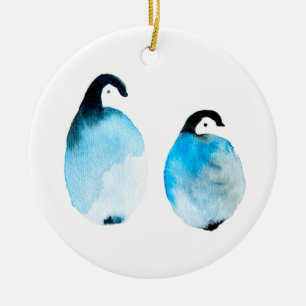Süße Pinguine Aquarell Keramik Ornament
