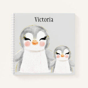 Süße Pinguine Aquarell Namensskizze Notizblock