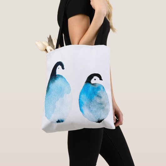 Süße Pinguine Aquarell Tasche (Von Nahem)
