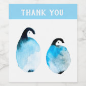 Süße Pinguine Aquarell Weinetikett (Einzelnes Label)