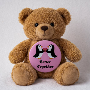 Süße Pinguine Besser Zusammen Rosa Herz Liebe Button