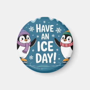 Süße Pinguine Eislaufen Cartoon, Hab einen Eisigen Magnet