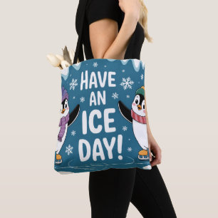 Süße Pinguine Eislaufen Cartoon, Habt einen Eisige Tasche