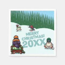 Süße Pinguine fügen das Jahr Frohe Weihnachten hin