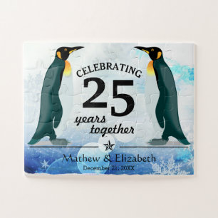 Süße Pinguine im Schnee   25. Hochzeitstag Puzzle