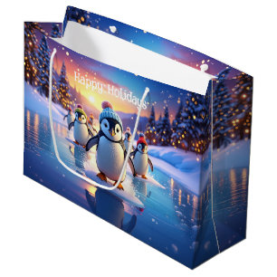 Süße Pinguine in Wintermützen Geschenktasche Große Geschenktüte