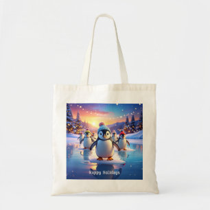 Süße Pinguine in Wintermützen Tote Bag Tragetasche