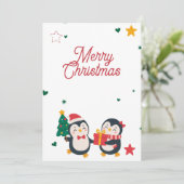 Süße Pinguine Weihnachtskarte Feiertagskarte (Stehend Vorderseite)