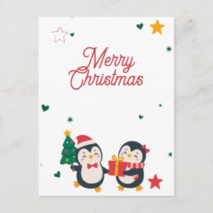 Süße Pinguine Weihnachtskarte Feiertagspostkarte