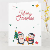 Süße Pinguine Weihnachtskarte Karte (Gelbe Blume)