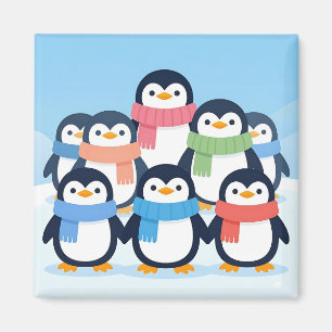 Süße Pinguine Winter-Schals Gruppenumarmung Magnet