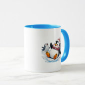 Süße Pinguine Winterillustration Tasse (VorderseiteRechts)