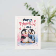 Süße Pinguine zum Tag der Freundschaft Karte