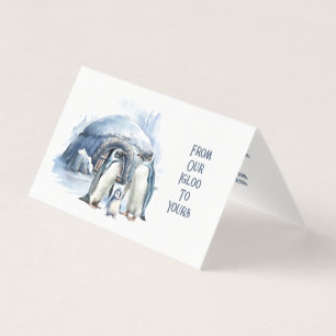 Süße Pinguinfamilie Warme Herzen Weihnachtskarte