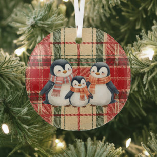 Süße Pinguinfamilie Weihnachtsdekoration Ornament Aus Glas