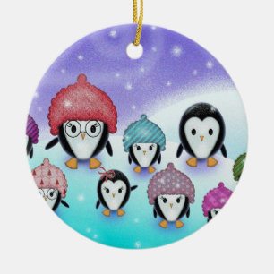 Süße Pinguinfamilien-Verzierung Keramik Ornament