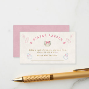Süße Pink Coquette-Windel-Raffel-Baby-Party Begleitkarte