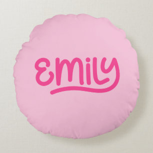Süße Pink Emily Handschrift-Typografie Rundes Kissen