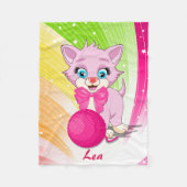 Süsse Pink Kitten Cartoon Fleecedecke (Vorderseite)