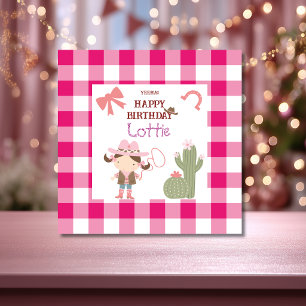 Süße pinke Cowgirl Kindergeburtstag Karte