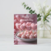 süße pinke Herzen Cake Pops Valentinstag Postkarte (Stehend Vorderseite)