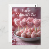 süße pinke Herzen Cake Pops Valentinstag Postkarte (Vorne/Hinten)