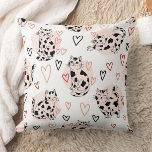 Süße pinke Kawaii-Katzen & Herz-Muster (4) Kissen