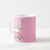 Süße Pinke Kitty Chibi Tasse (Vorderseite Links)