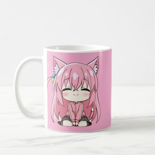 Süße Pinke Kitty Chibi Tasse (Links)