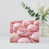 Süße pinke Macarones Valentinstag Postkarte (Stehend Vorderseite)