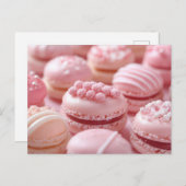Süße pinke Macarones Valentinstag Postkarte (Vorne/Hinten)