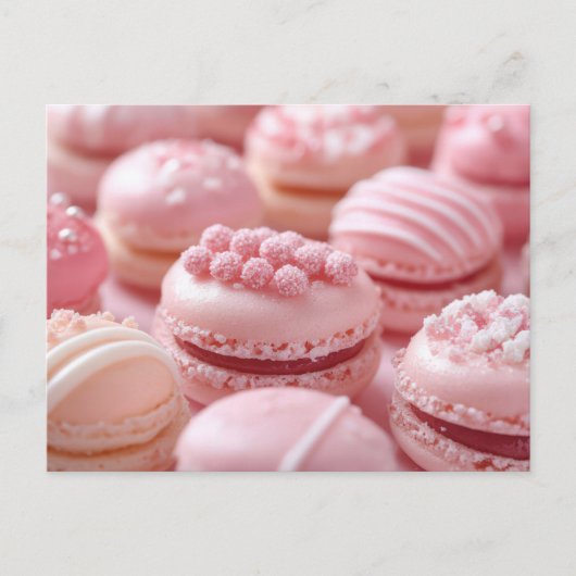 Süße pinke Macarones Valentinstag Postkarte (Vorderseite)