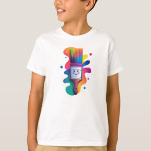 Süße Pinsel-Figur mit farbenfrohen Farbklecksen T-Shirt