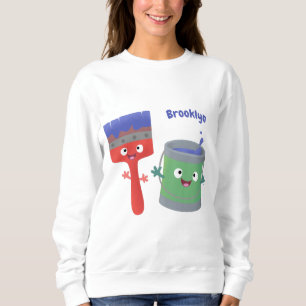 Süße Pinsel und Farbe Cartoonfiguren Sweatshirt