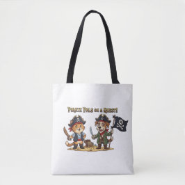 Süße Piratenkatze und Hund auf Schatzsuche Tasche