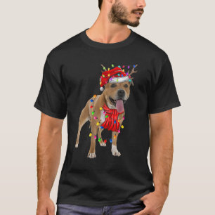 Süße Pitbull-Weihnachtsbaum-Lichter-Hund T-Shirt