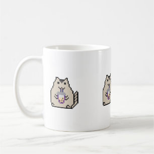 „Süße Pixel-Katze mit Bubble Tea – Retro-8-Bit-Sti Kaffeetasse