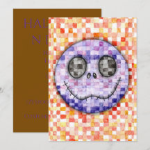 Süße, pixelige Skelett-Gesicht Halloween-Party-Ein