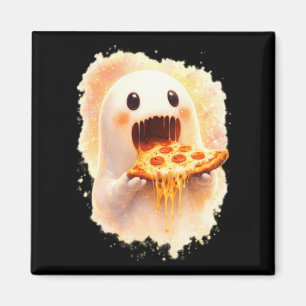 Süße Pizza-Geister essen Pizza Lustige Halloween-G Magnet