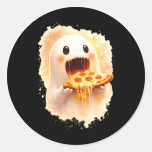 Süße Pizza-Geister essen Pizza Lustige Halloween-G Runder Aufkleber