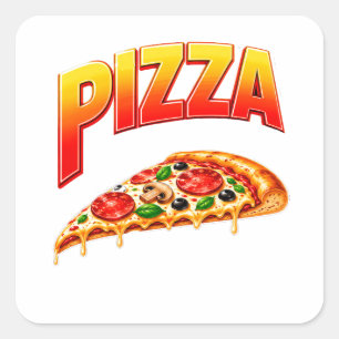Süße Pizza-Liebhaber-Illustration für Pizza Night Quadratischer Aufkleber