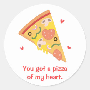 Süße Pizza meines Herzens Pun Liebe Humor Runder Aufkleber